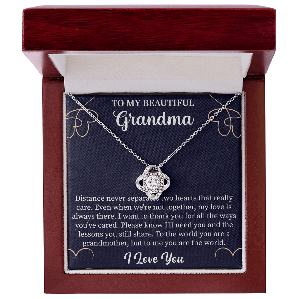 meaningful necklace for grandma paired with a loving message card